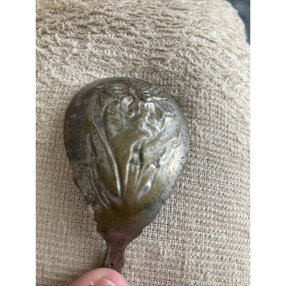 ANTIQUE NARCISSUS ART NOUVEAU 1908 Oxford SILVERPLATED SUGAR SPOON - Picture 8 of 9